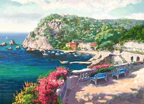 Costa Brava 1999 - Spain - Serigraph on Canvas Limited Edition Print - Sam Park