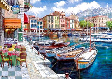 Cafe in Cassis 2002 Limited Edition Print - Sam Park Cafe in Cassis 2002 Limited Edition Print - Sam Park