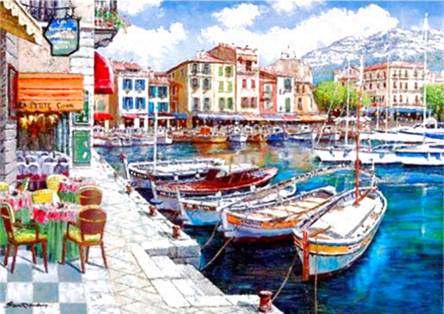 Cafe in Cassis AP 2005 - France Limited Edition Print by Sam Park