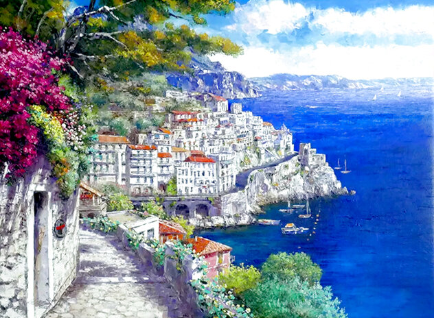 Pathway Amalfi II 2020 Embellished Giclee on Canvas - Italy Limited Edition Print by Sam Park Pathway Amalfi II 2020 Embellished Giclee on Canvas - Italy Limited Edition Print by Sam Park