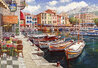 Cafe in Cassis - Framed Embellished Giclee on Canvas - France Limited Edition Print by Sam Park - 0 Cafe in Cassis - Framed Embellished Giclee on Canvas - France Limited Edition Print by Sam Park - 0