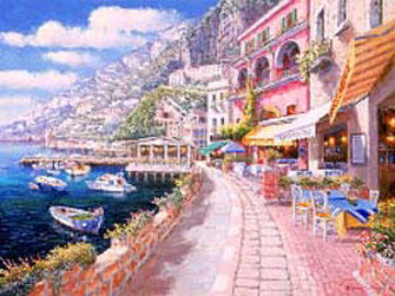 Dockside at Amalfi AP 203 Embellished Limited Edition Print - Sam Park Dockside at Amalfi AP 203 Embellished Limited Edition Print - Sam Park