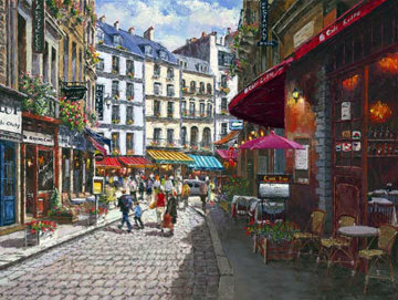Paris Cafe 2001 Embellished Limited Edition Print - Sam Park Paris Cafe 2001 Embellished Limited Edition Print - Sam Park