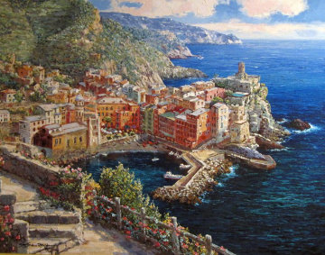 Vernazza, Italy 2005 Embellished Limited Edition Print - Sam Park Vernazza, Italy 2005 Embellished Limited Edition Print - Sam Park