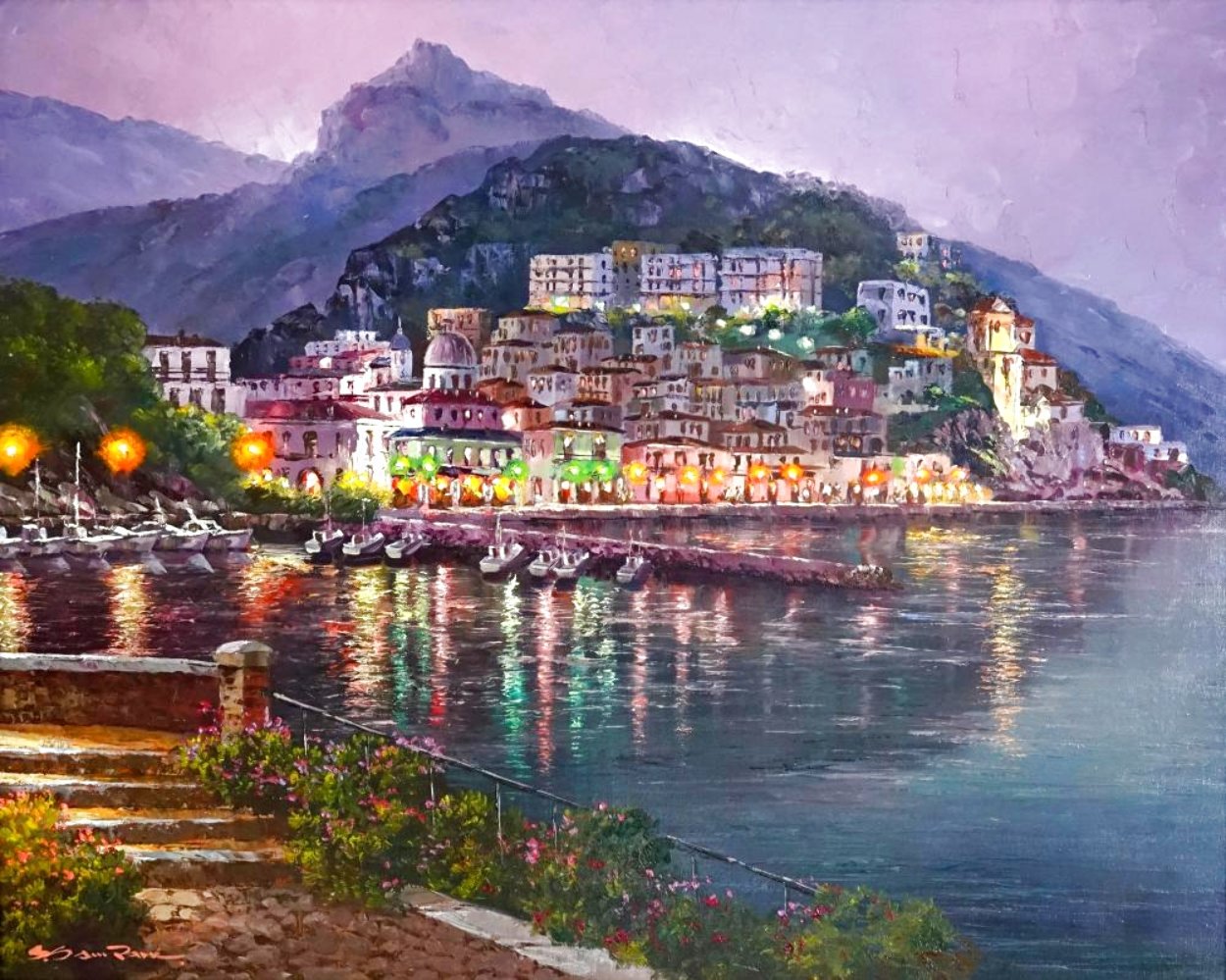 Cetera Night Italy 34x28 Original Painting by Sam Park Cetera Night Italy 34x28 Original Painting by Sam Park