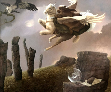 Last Dragon 1981 31x36 Original Painting - Michael Parkes Last Dragon 1981 31x36 Original Painting - Michael Parkes