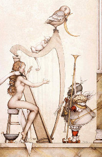 Moon Harp 1995 Limited Edition Print - Michael Parkes Moon Harp 1995 Limited Edition Print - Michael Parkes