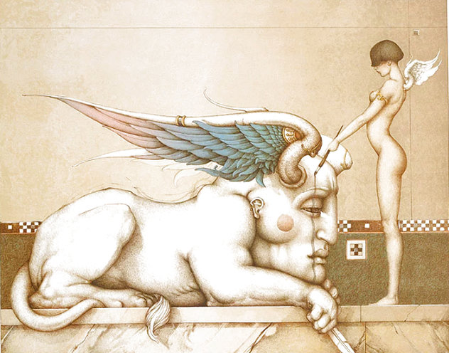 Designing the Sphinx 1991 w/ Book - Huge Limited Edition Print by Michael Parkes