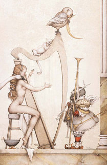 Moon Harp 2000 Limited Edition Print - Michael Parkes Moon Harp 2000 Limited Edition Print - Michael Parkes
