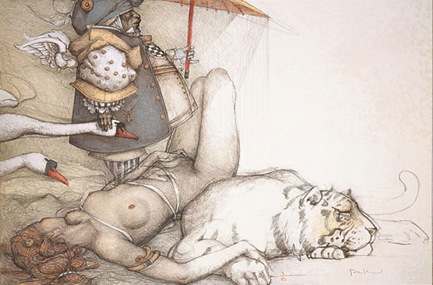 Summer Swans Limited Edition Print by Michael Parkes Summer Swans Limited Edition Print by Michael Parkes