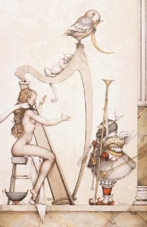Moon Harp 2000 Limited Edition Print - Michael Parkes Moon Harp 2000 Limited Edition Print - Michael Parkes