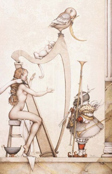 Moon Harp 2000 Limited Edition Print by Michael Parkes Moon Harp 2000 Limited Edition Print by Michael Parkes