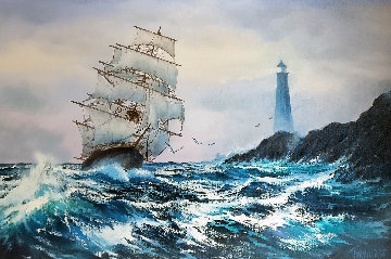 Clipper Ship 1984 36x48 Original Painting - Violet Parkhurst Clipper Ship 1984 36x48 Original Painting - Violet Parkhurst