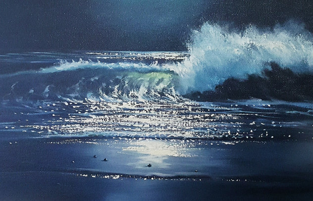 Malibu Moonlight 1974 23x38 Original Painting by Violet Parkhurst