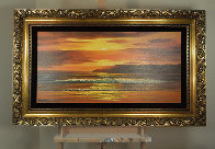 Red Sunset 1974 22x37 Original Painting by Violet Parkhurst - 1