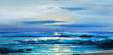 Untitled Seascape 1960 32x56 Original Painting - Violet Parkhurst Untitled Seascape 1960 32x56 Original Painting - Violet Parkhurst