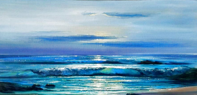 Untitled Seascape 1960 32x56 Original Painting by Violet Parkhurst