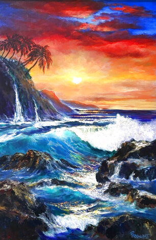 After the Storm Always a Rainbow 35x47 Oil on Canvas - Huge - Signed Twice Original Painting - Violet Parkhurst