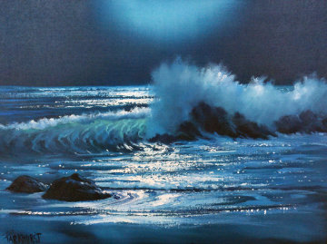 Malibu Moonlight, California 1981 18x24 Original Painting - Violet Parkhurst Malibu Moonlight, California 1981 18x24 Original Painting - Violet Parkhurst