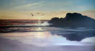Carmel Beach - California 28x52 Huge Original Painting - Violet Parkhurst