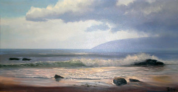 Sunny Day At Point Dume, California 1977 24x48 Super Huge Original Painting - Violet Parkhurst Sunny Day At Point Dume, California 1977 24x48 Super Huge Original Painting - Violet Parkhurst