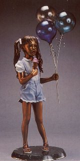 Balloon Girl Bronze Life Size Sculpture 1993 49 in Huge Sculpture - Ramon Parmenter