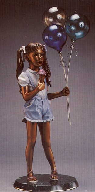 Balloon Girl Bronze Life Size Sculpture 1993 49 in Huge Sculpture by Ramon Parmenter