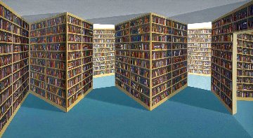 Fiction Section 3-D 1994 23x42 Original Painting - Patrick Hughes Fiction Section 3-D 1994 23x42 Original Painting - Patrick Hughes