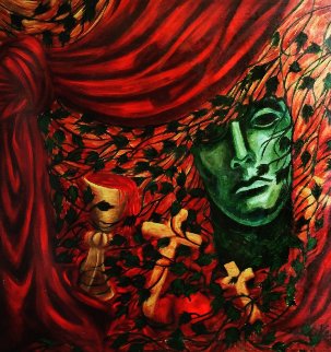 Italian Memory 1991 36x36 Original Painting - Patssi Valdez Italian Memory 1991 36x36 Original Painting - Patssi Valdez