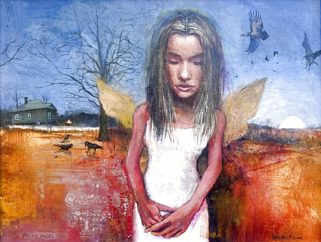 Fallen Angel Oil on Canvas by Patterson and Barnes - For Sale on Art ...