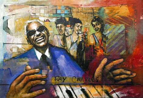 Ray Charles 26x33 Oil on Canvas Original Painting -  Patterson and Barnes