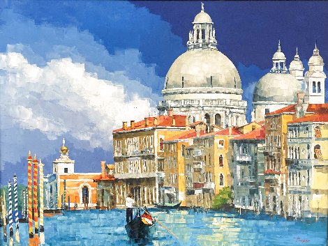 Romance on the Canal 2003 43x55 - Huge Painting  - Venice, Italy Original Painting - Alex Pauker