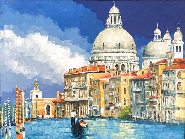 Romance on the Canal 2003 43x55 - Huge Painting  - Venice, Italy Original Painting by Alex Pauker