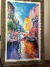 Boaters by Bridge 2000 65x42 Huge Mural Size - Venice, Italy Original Painting by Alex Pauker - 1
