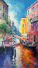 Boaters by Bridge 2000 65x42 Huge Mural Size - Venice, Italy Original Painting by Alex Pauker - 0