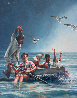 Cuban Rafter - Balseros Cubanos 1998 70x57  Huge - Immigration Original Painting by Paul Collins - 0