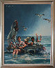 Cuban Rafter - Balseros Cubanos 1998 70x57  Huge - Immigration Original Painting by Paul Collins - 1