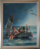 Cuban Rafter - Balseros Cubanos 1998 70x57 - Huge - Immigration Original Painting by Paul Collins - 1 Cuban Rafter - Balseros Cubanos 1998 70x57 - Huge - Immigration Original Painting by Paul Collins - 1