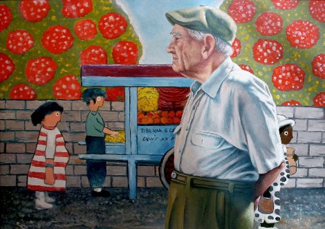 Mario Sanchez - Legendary Cuban American Folk Artist 2000 44x56 Huge Original Painting - Paul Collins