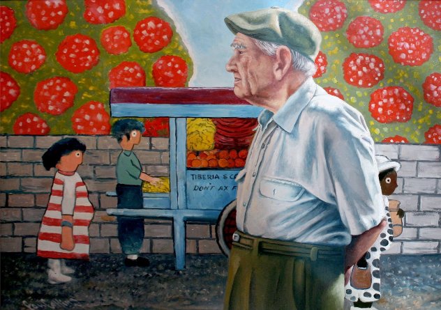 Mario Sanchez - Legendary Cuban American Folk Artist 2000 44x56 Huge Original Painting by Paul Collins
