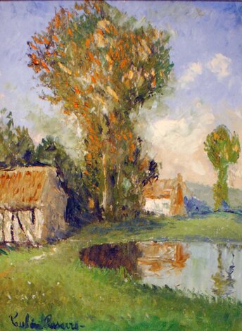 La Mare 1945 33x27 Oil on Canvas Original Painting - Paul Emile Pissarro