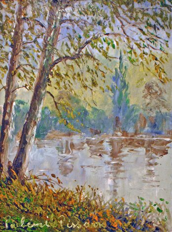 Bord de L'Orne 1945 33x27 Oil on Canvas - France Original Painting - Paul Emile Pissarro