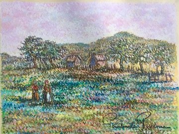 Deux Femmes Au Champs Pastel Original 10x20 Original Painting - Paul Emile Pissarro Deux Femmes Au Champs Pastel Original 10x20 Original Painting - Paul Emile Pissarro