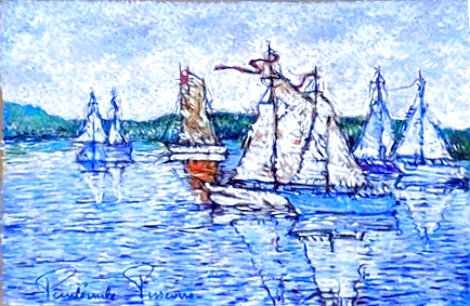 Rentrie Au Port Pastel 24x28 Works on Paper (not prints) - Paul Emile Pissarro