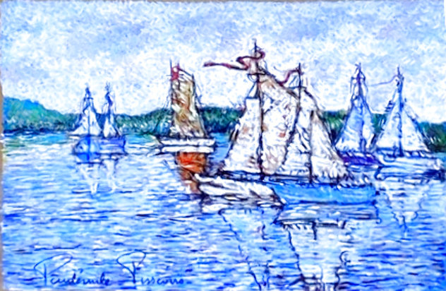 Rentrie Au Port Pastel 24x28 Works on Paper (not prints) by Paul Emile Pissarro