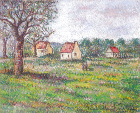 Untitled Pastel Landscape 30x34 Original Painting - Paul Emile Pissarro