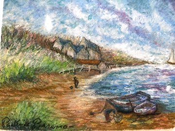 Au Bord De La Mer Watercolor 1987 23x27 Watercolor - Paul Emile Pissarro Au Bord De La Mer Watercolor 1987 23x27 Watercolor - Paul Emile Pissarro
