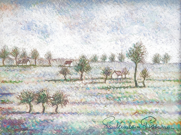 Le Verger au Printemps 26x29 - France Original Painting - Paul Emile Pissarro