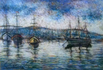 Boat Harbor 21x25 Original Painting - Paul Emile Pissarro