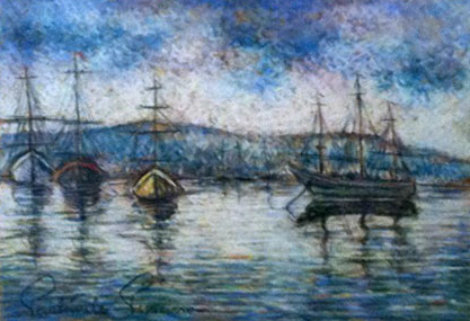 Boat Harbor 21x25 Original Painting - Paul Emile Pissarro